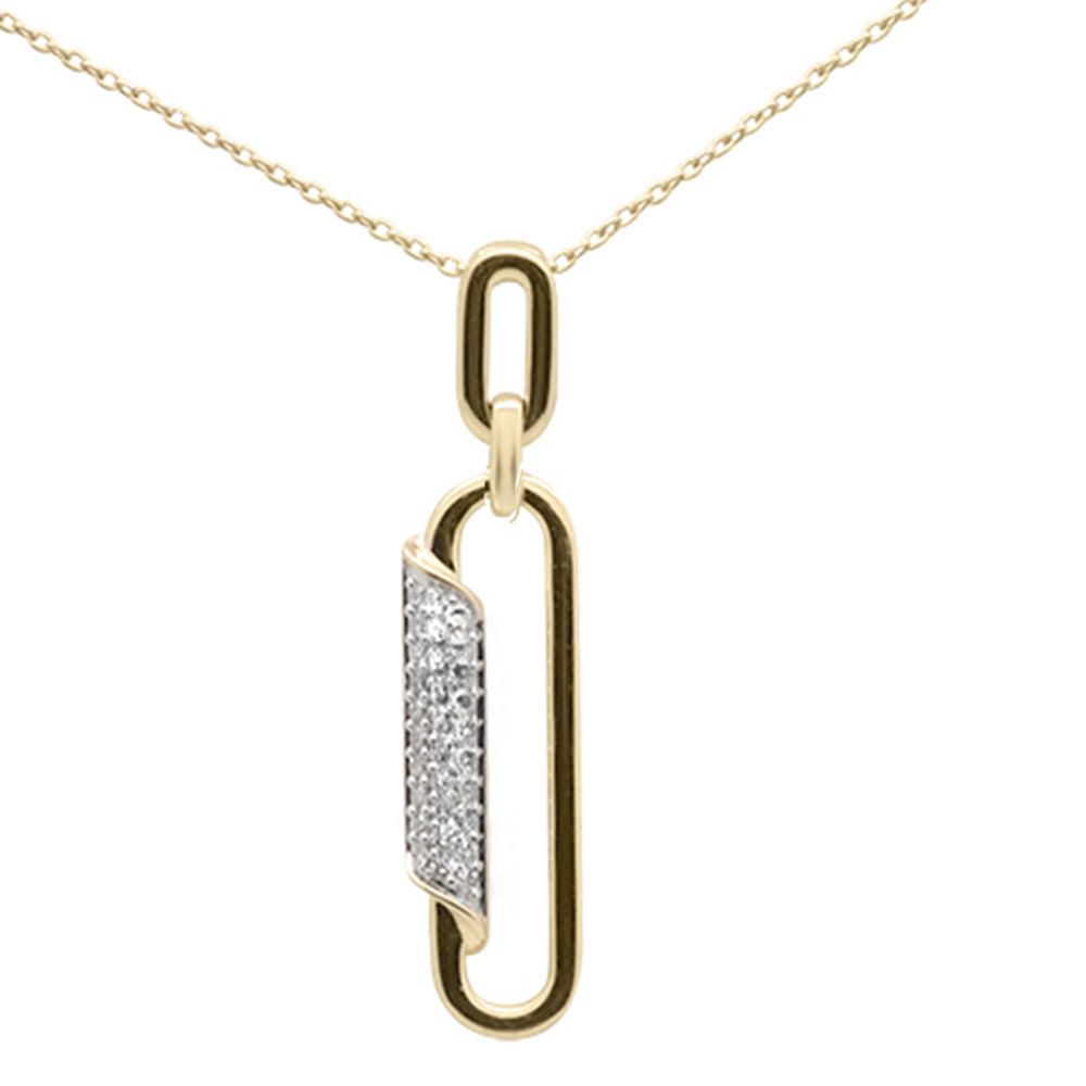 ''SPECIAL! .14ct G SI 14K Yellow GOLD Diamond Paperclip Pendant Necklace 18'''' Long''
