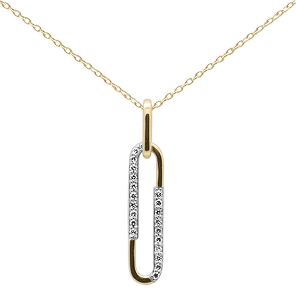 ''.09ct G SI 14K Yellow Gold Diamond Paperclip PENDANT Necklace 18'''' Long''