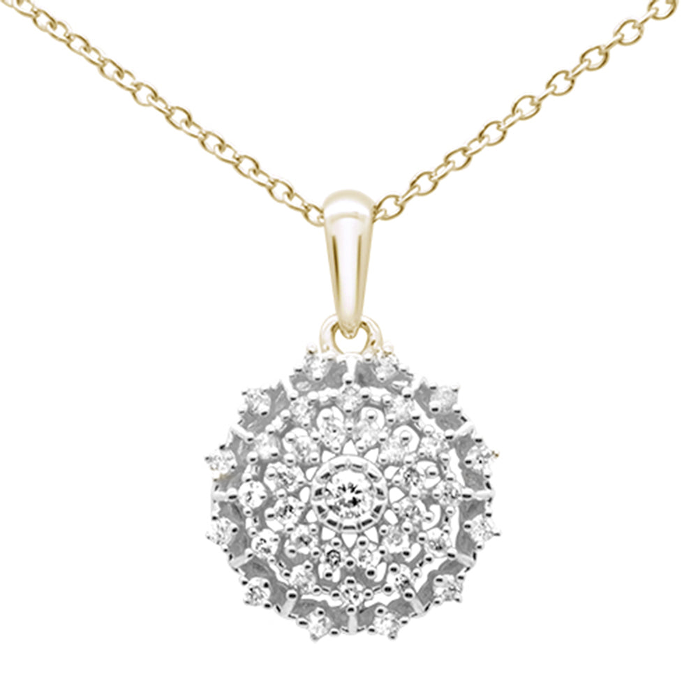 ''SPECIAL! .26ct G SI 10K Yellow Gold Diamond Round Multi Row NECKLACE Pendant 18''''''