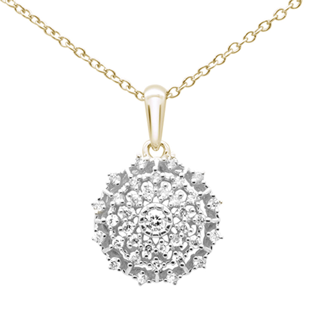 ''SPECIAL! .26ct G SI 10K Yellow Gold DIAMOND Round Multi Row Necklace Pendant 18''''''