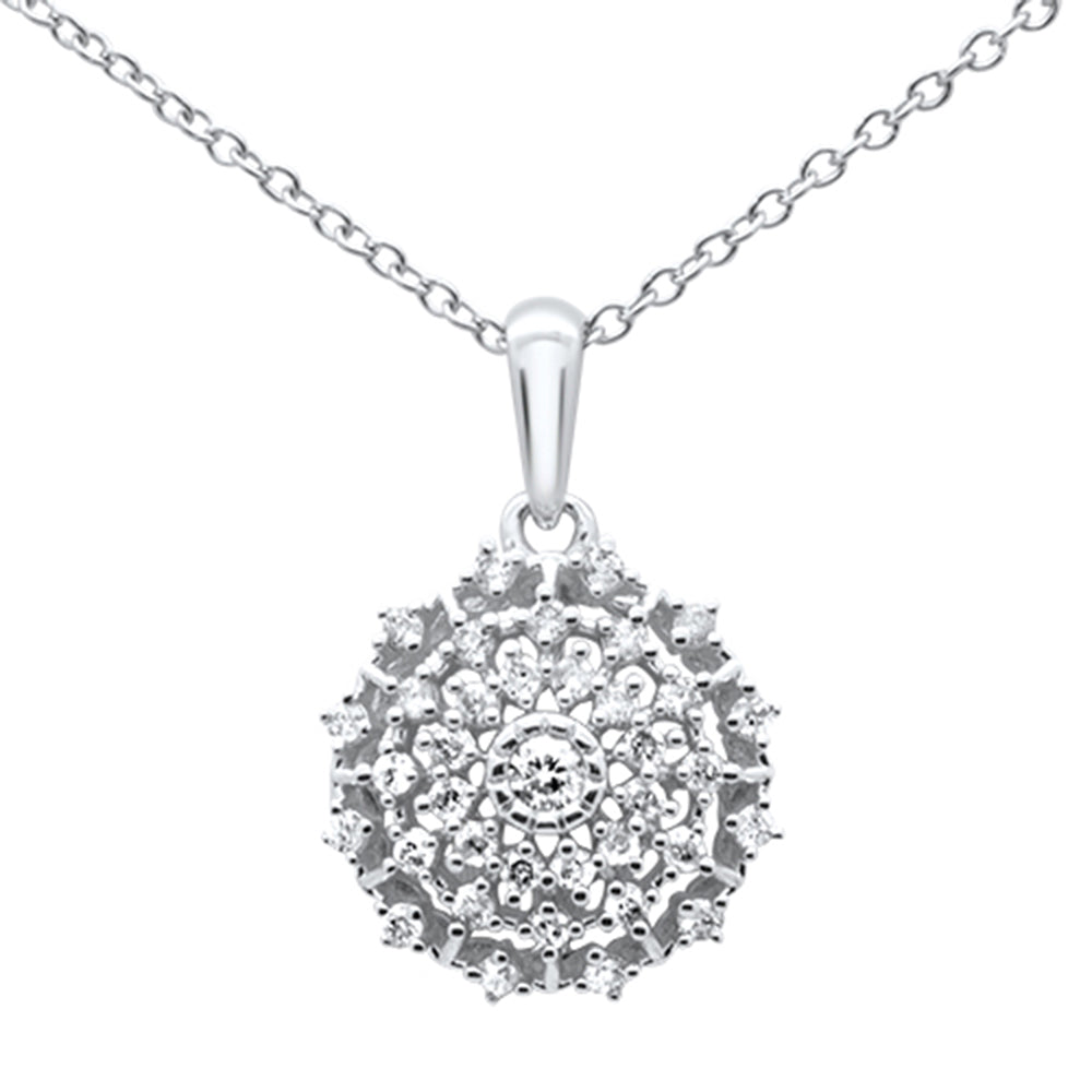 ''SPECIAL! .26ct G SI 10K White Gold DIAMOND Round Multi Row Necklace Pendant 18''''''