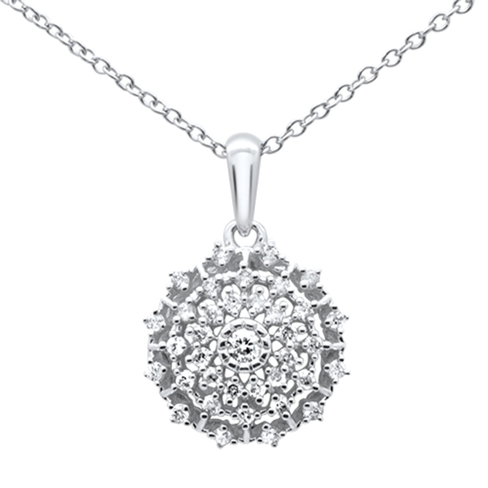 ''SPECIAL! .26ct G SI 10K White GOLD Diamond Round Multi Row Necklace Pendant 18''''''