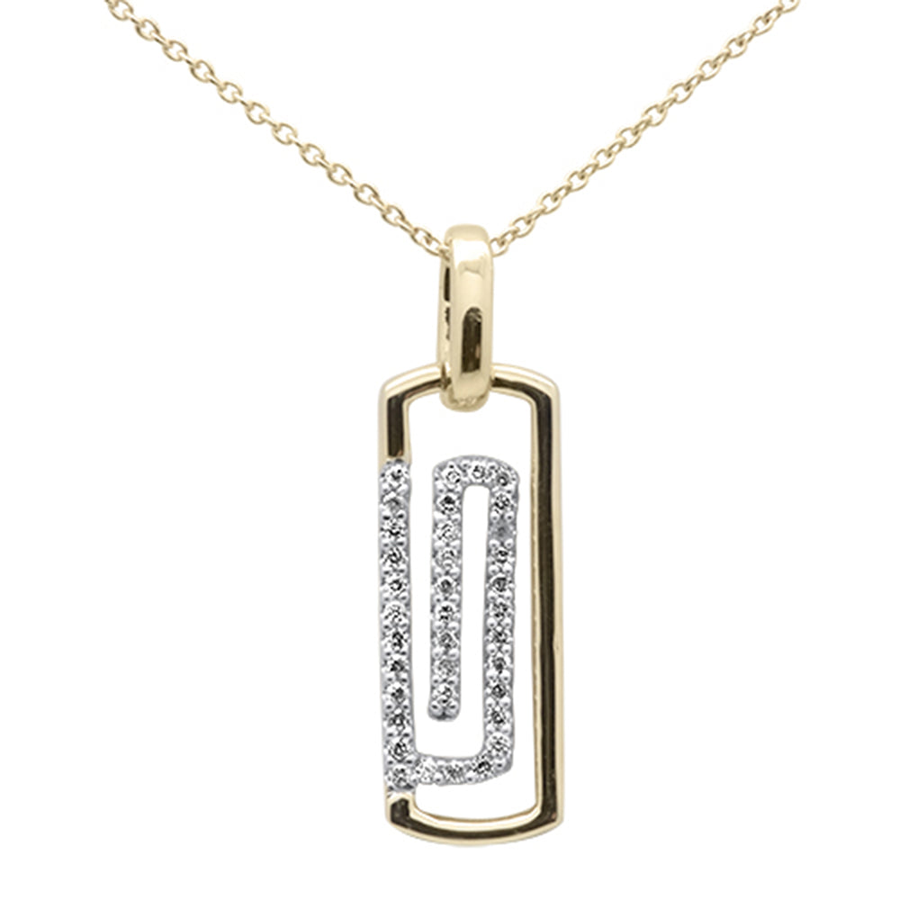 ''SPECIAL! .16ct G SI 14K Yellow GOLD Diamond Paperclip Pendant Necklace 18'''' Long''