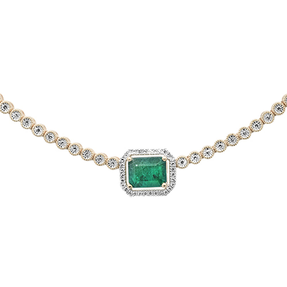 ''SPECIAL! 3.16ct G SI 14K Yellow GOLD Diamond & Natural Green Emerald Gemstone Necklace''