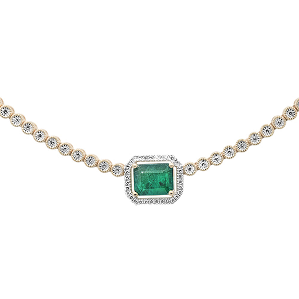 ''SPECIAL! 3.16ct G SI 14K Yellow Gold DIAMOND & Natural Green Emerald Gemstone Necklace''