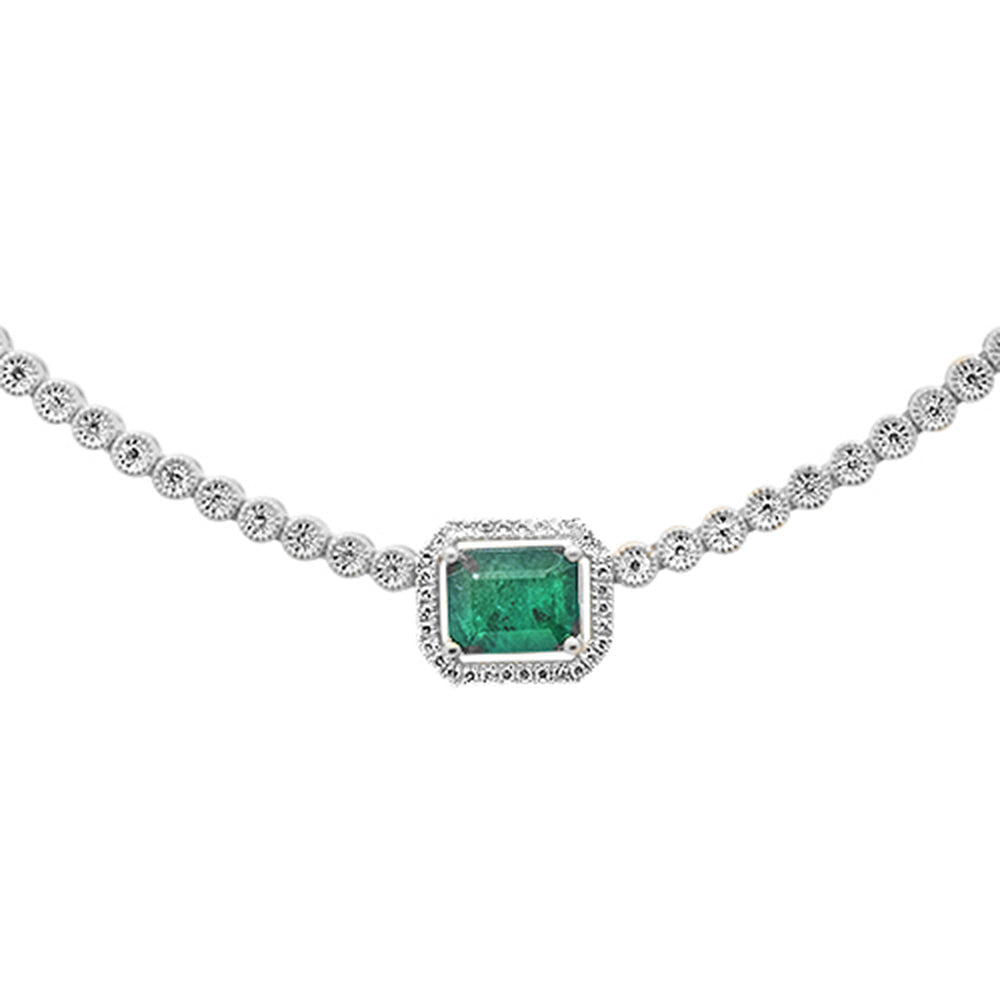 ''SPECIAL! 4.00ct G SI 14K White Gold DIAMOND & Natural Green Emerald Gemstone Necklace''