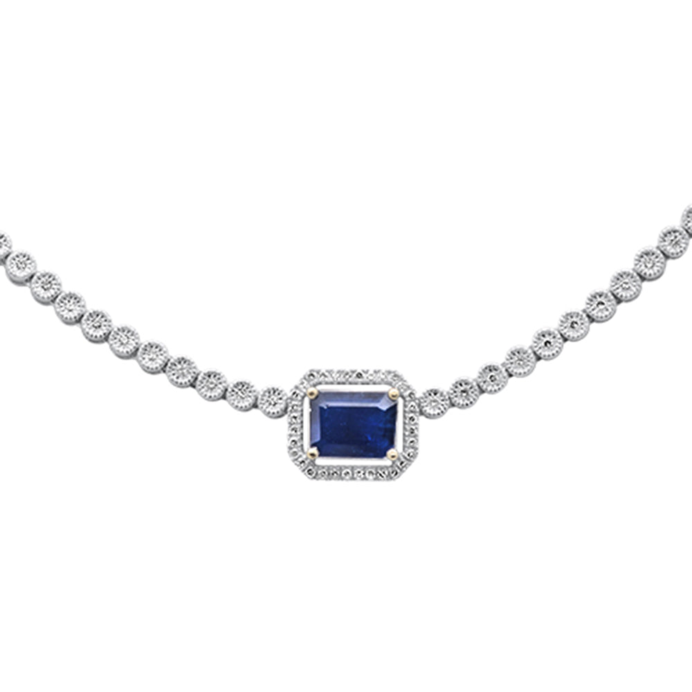 ''SPECIAL! 2.75ct G SI 14K White Gold DIAMOND & Blue Sapphire Gemstone Necklace''