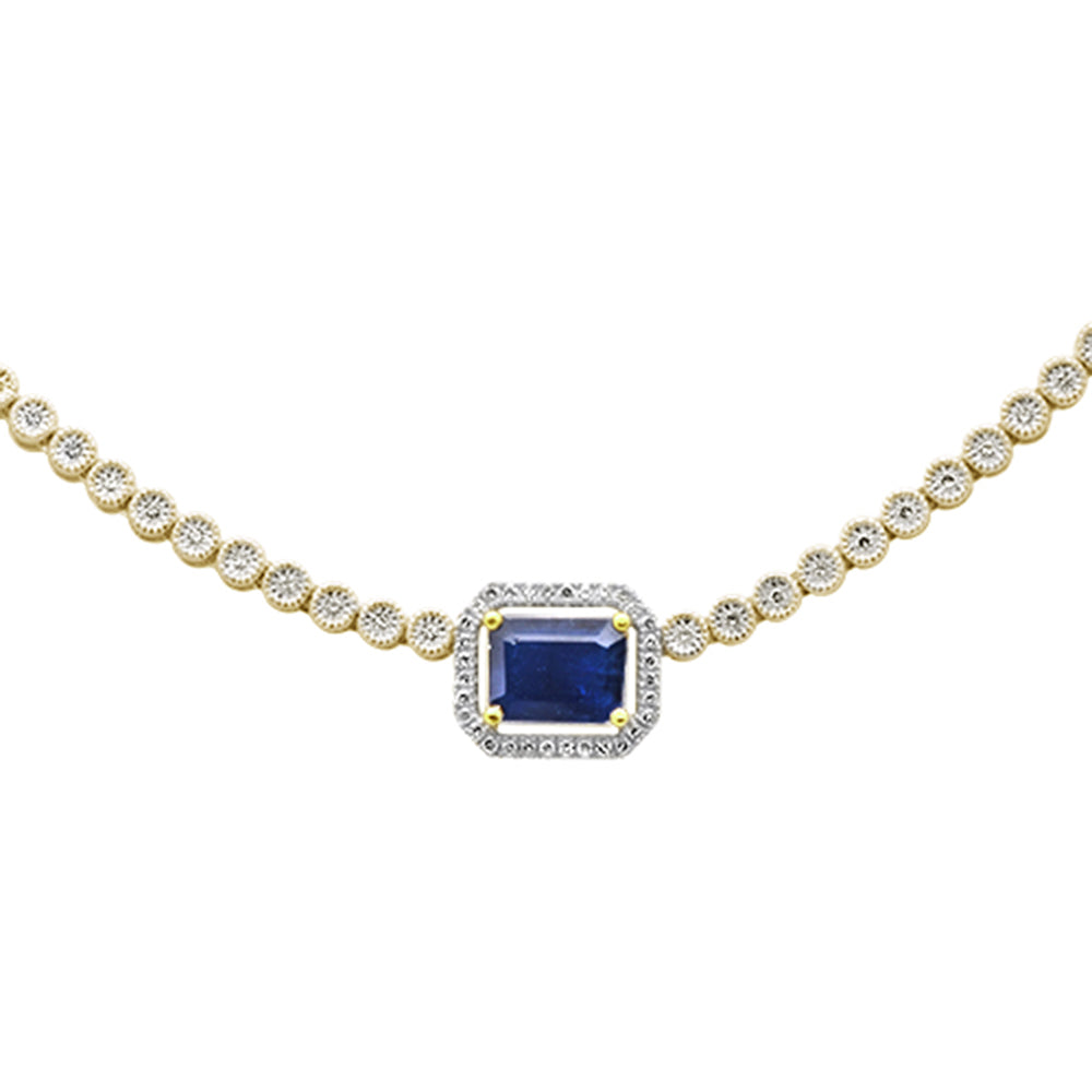 ''SPECIAL! 2.88ct G SI 14K Yellow Gold DIAMOND & Blue Sapphire Gemstone Necklace''