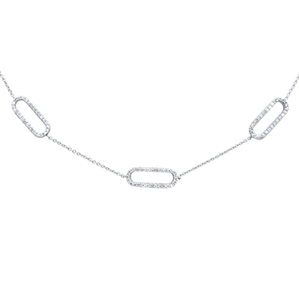 ''SPECIAL! .38ct G SI 14K White GOLD Diamond Paperclip Style Chain Necklace Pendant''