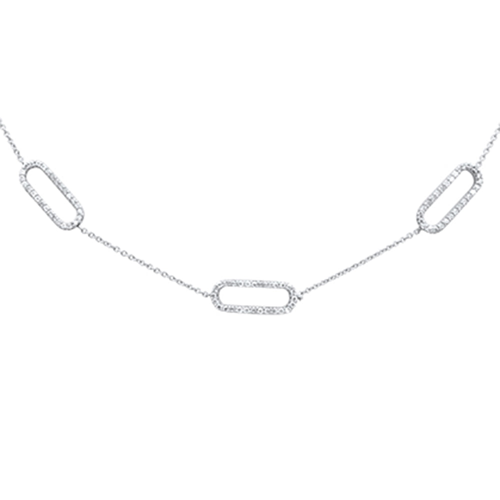 ''SPECIAL! .38ct G SI 14K White Gold Diamond Paperclip Style Chain Necklace PENDANT''