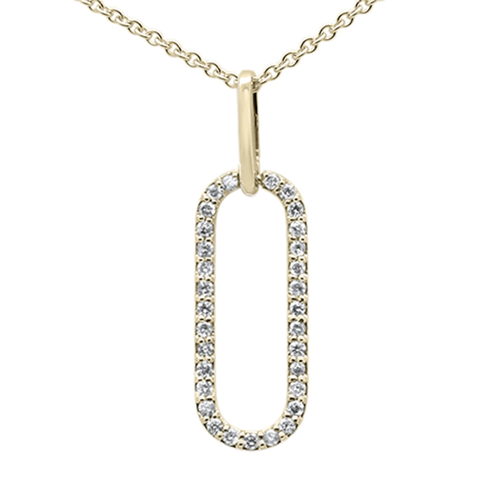 ''SPECIAL! .16ct G SI 14K Yellow Gold Diamond Paperclip Pendant NECKLACE''