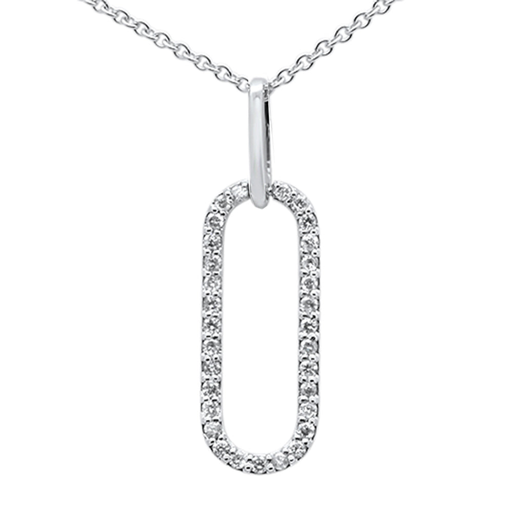 ''SPECIAL! .16ct G SI 14K White Gold DIAMOND Paperclip Pendant Necklace''