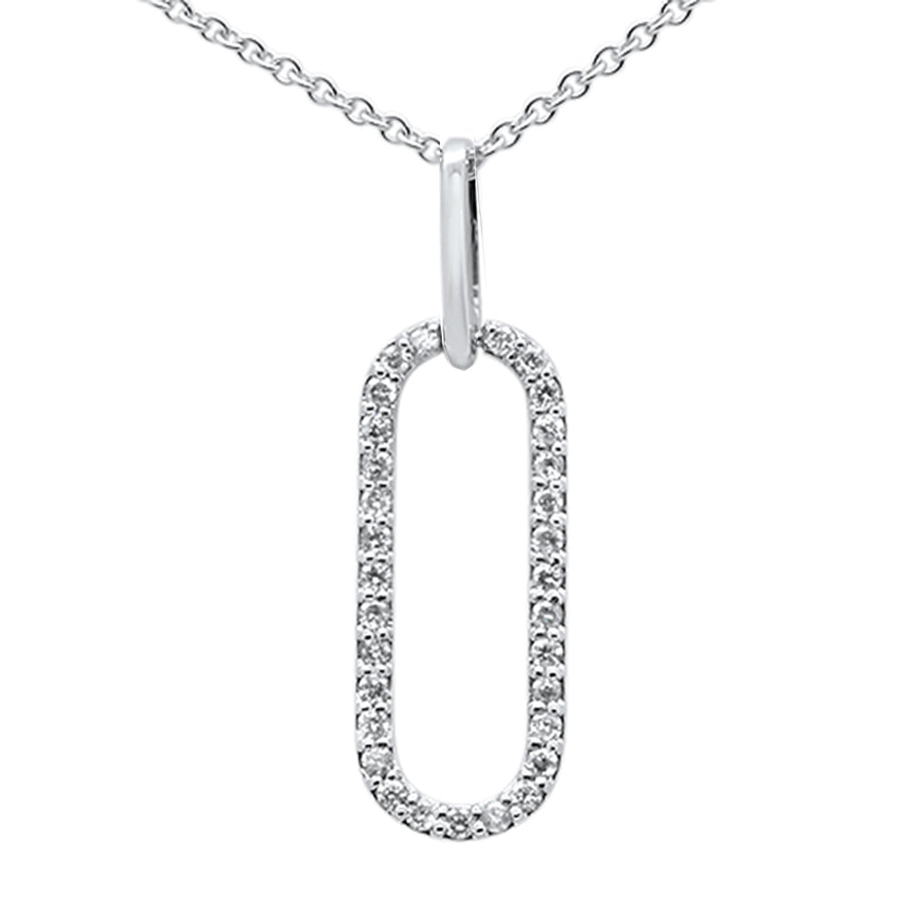 ''SPECIAL! .16ct G SI 14K White Gold Diamond Paperclip PENDANT Necklace''