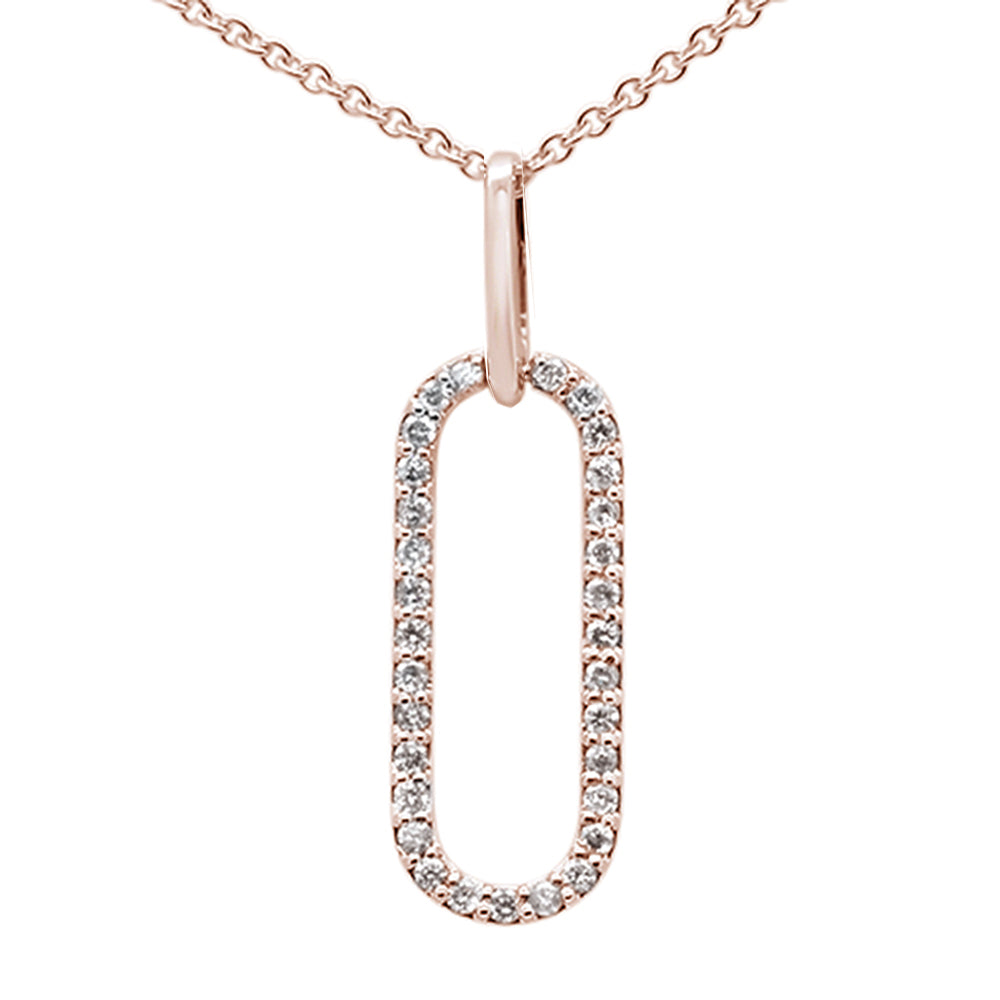 ''SPECIAL! .16ct G SI 14K Rose GOLD Diamond Paperclip Pendant Necklace''