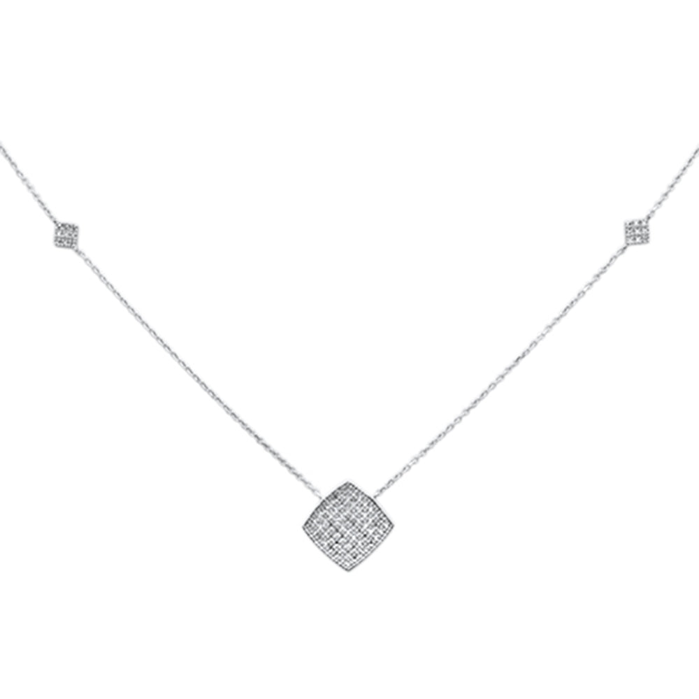 ''SPECIAL! .27ct G SI 14K White Gold Diamond Geometric Shaped PENDANT Necklace 18''''''
