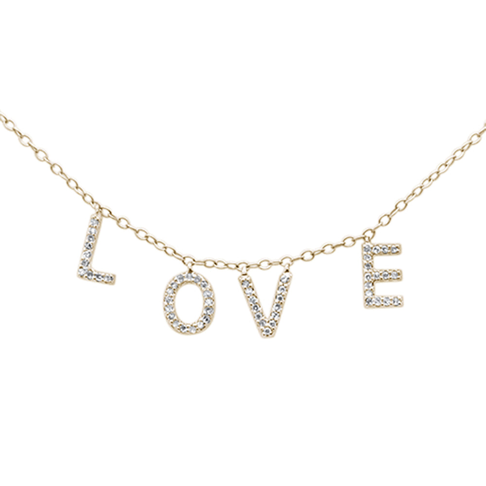 ''SPECIAL! .14ct G SI 14K Yellow Gold Diamond ''''Love'''' Script Letters PENDANT Necklace 18'''' Long''