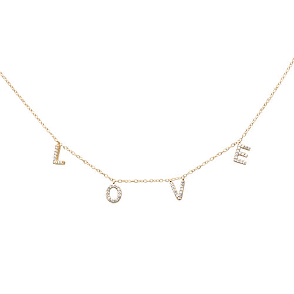 ''SPECIAL! .22ct G SI 14K Yellow Gold Diamond ''''Love'''' Script Letters PENDANT Necklace 20''''''