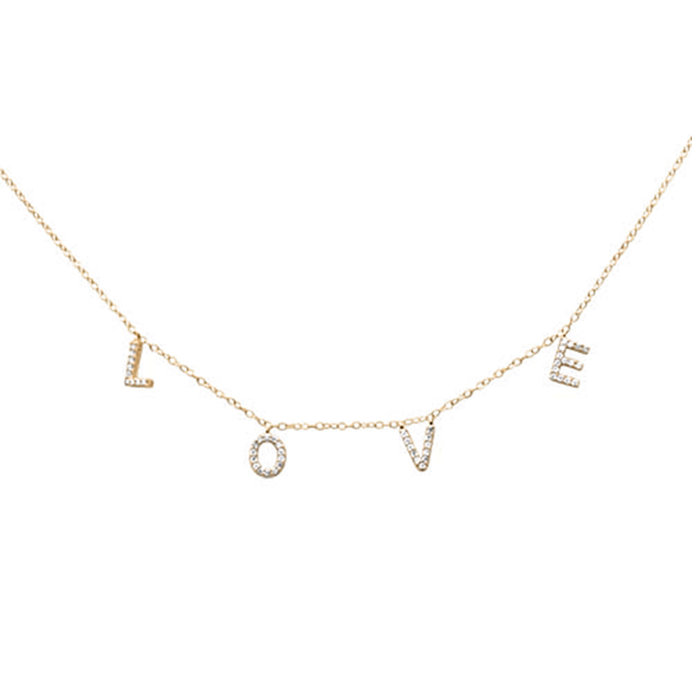 ''SPECIAL! .22ct G SI 14K Yellow Gold Diamond ''''Love'''' Script Letters Pendant NECKLACE 20''''''