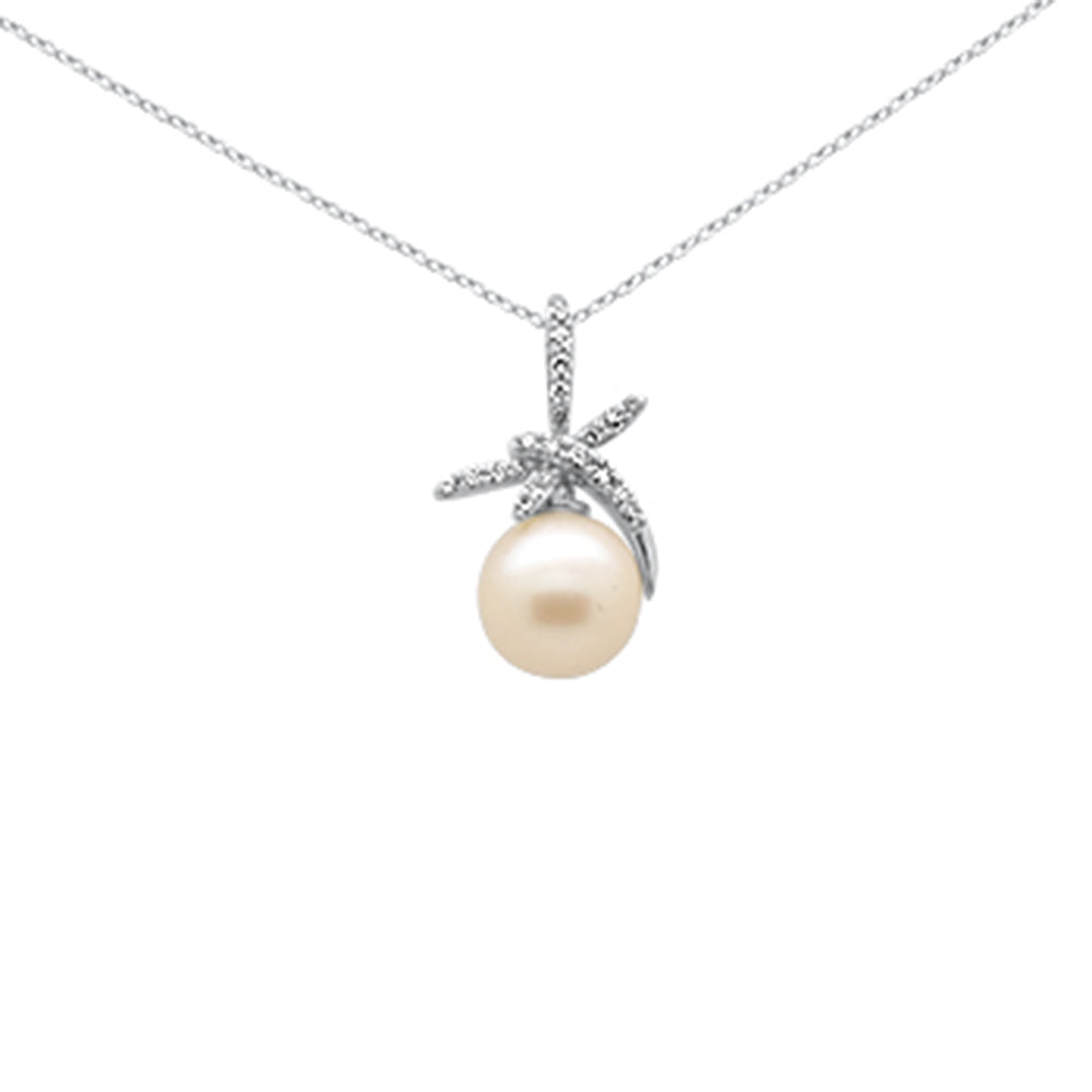 ''SPECIAL! .12ct G SI 14K White Gold Diamond Pearl PENDANT Necklace''