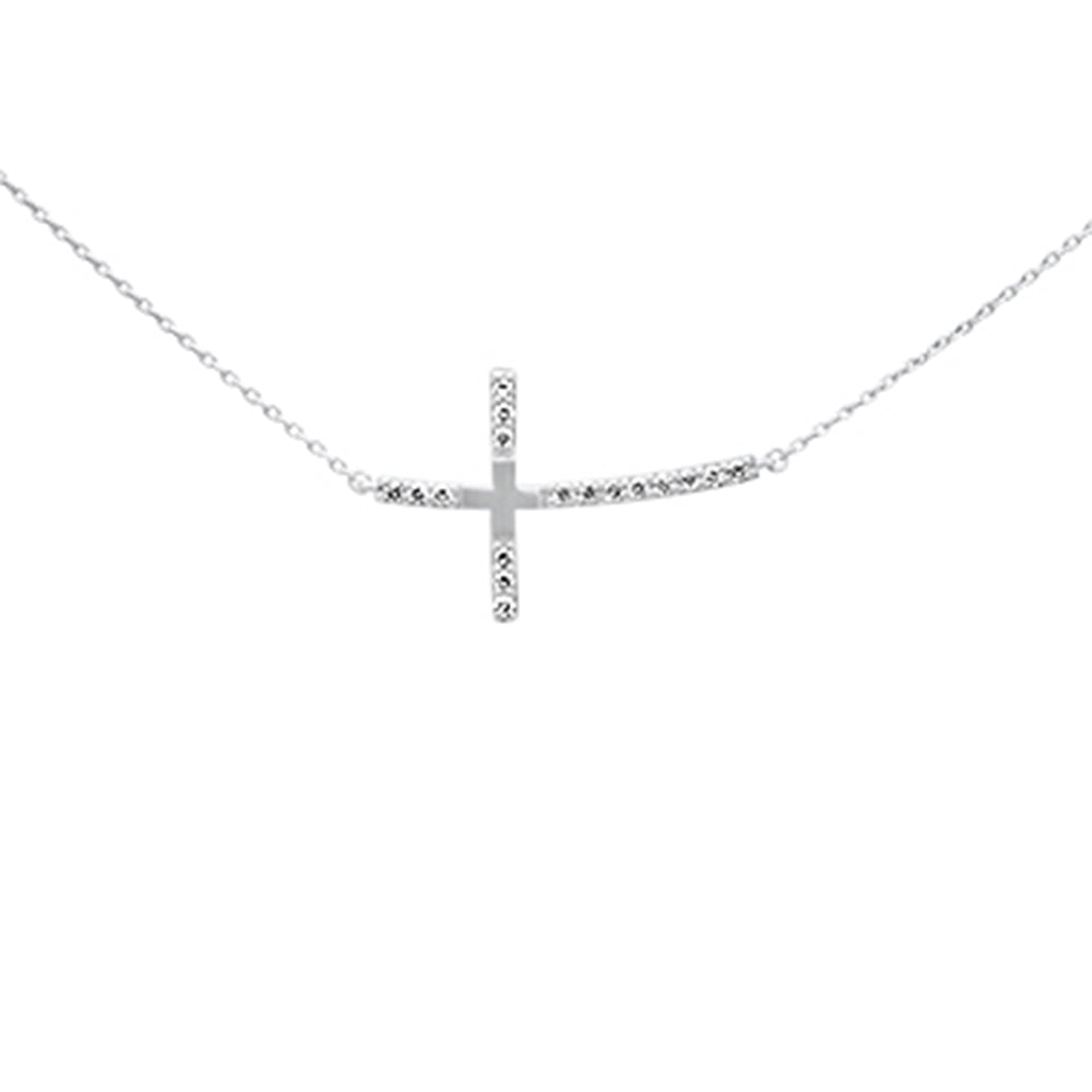 ''SPECIAL! .15ct G SI 14K White Gold Diamond Side Cross Pendant NECKLACE''