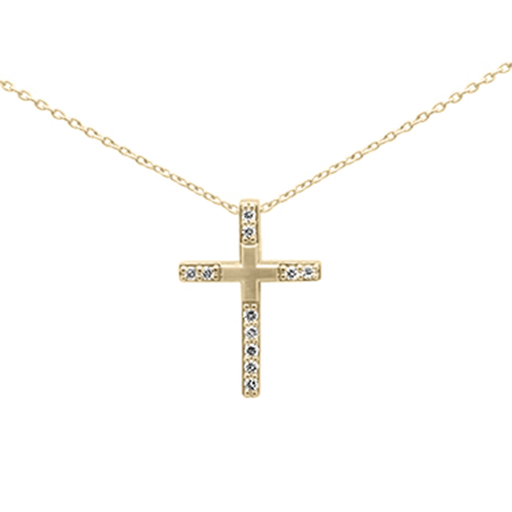 ''SPECIAL! .10ct G SI 14K Yellow GOLD Diamond Cross Pendant Necklace''