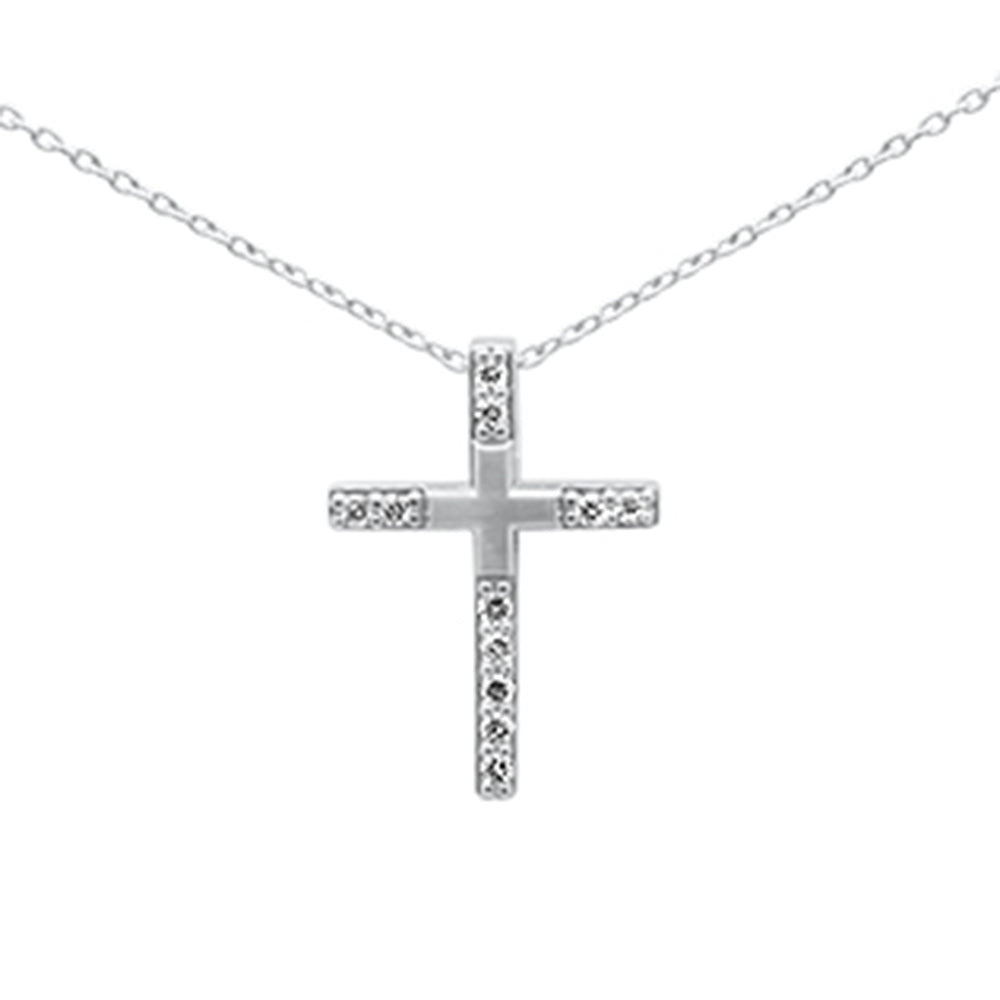 ''SPECIAL! .10ct G SI 14K White Gold DIAMOND Cross Pendant Necklace''