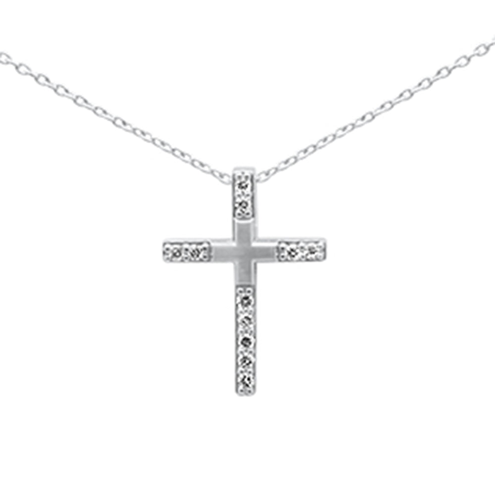 ''SPECIAL! .10ct G SI 14K White GOLD Diamond Cross Pendant Necklace''