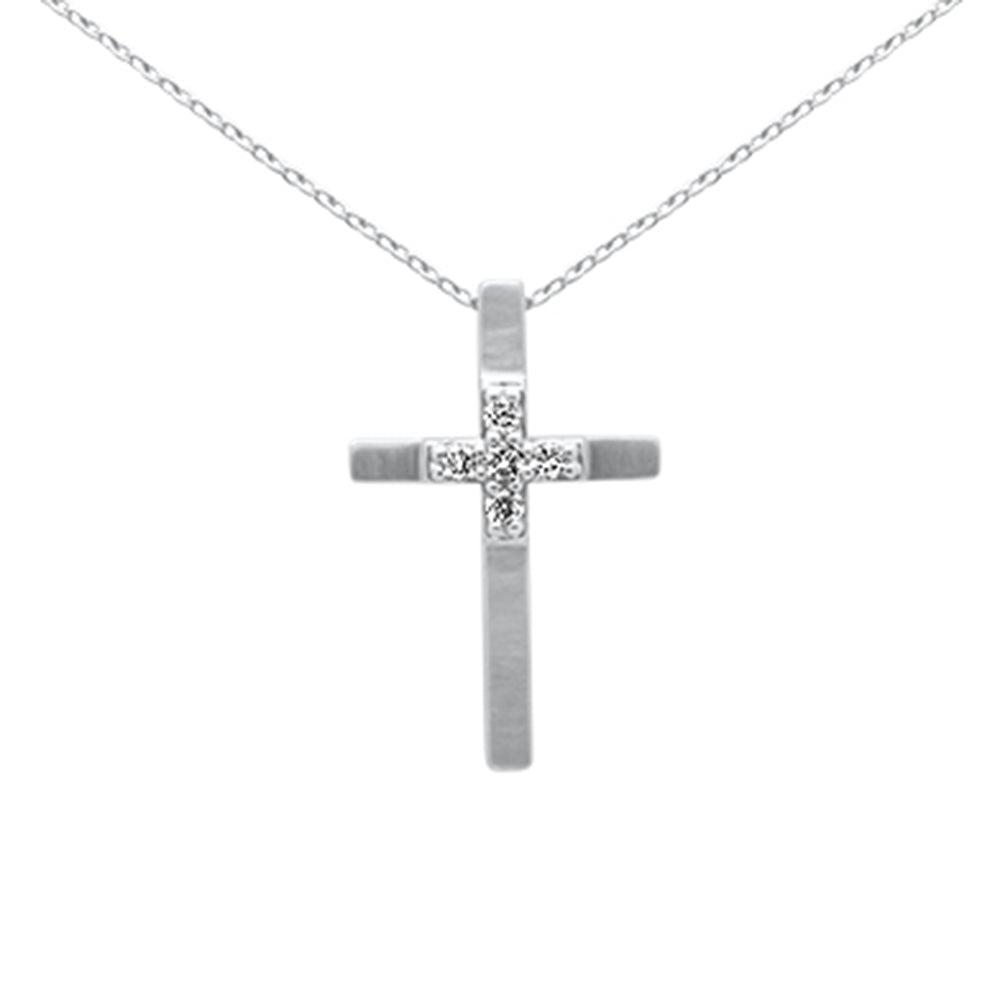 ''SPECIAL! .10ct G SI 14K White Gold Diamond Cross PENDANT Necklace 18'''' Chain''