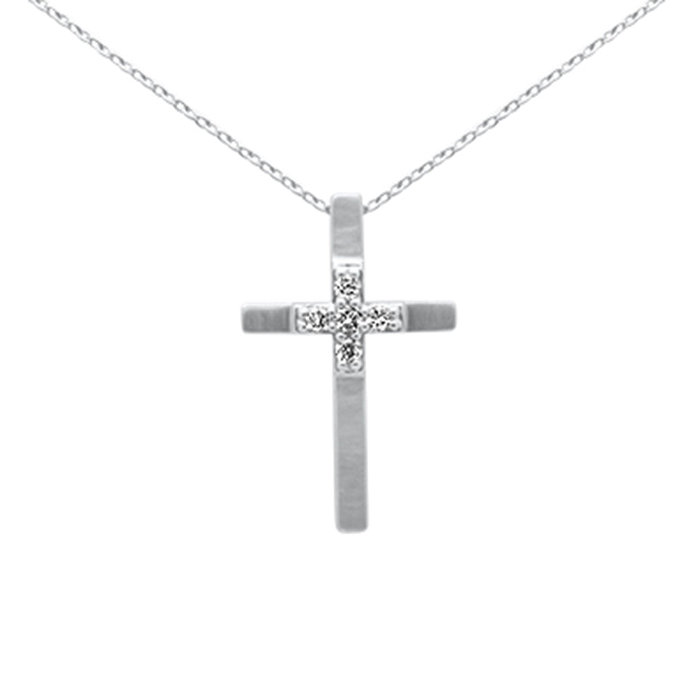 ''SPECIAL! .10ct G SI 14K White Gold DIAMOND Cross Pendant Necklace 18'''' Chain''