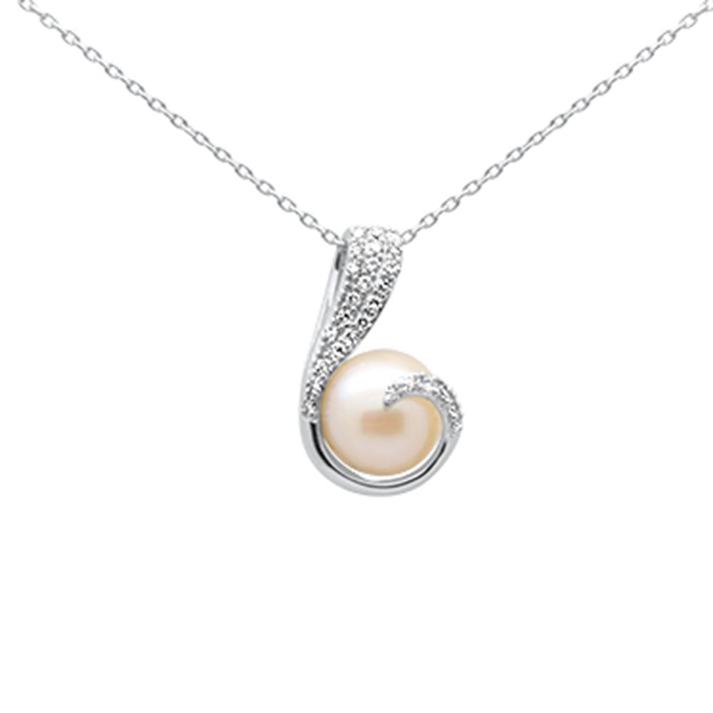 .13ct G SI 14K White Gold Diamond Pearl PENDANT Necklace