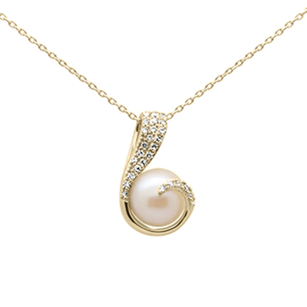 ''SPECIAL! .13ct G SI 14K Yellow GOLD Diamond Pearl Pendant Necklace''