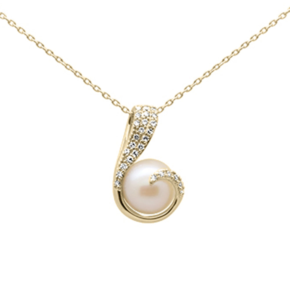 ''SPECIAL! .13ct G SI 14K Yellow Gold Diamond Pearl PENDANT Necklace''