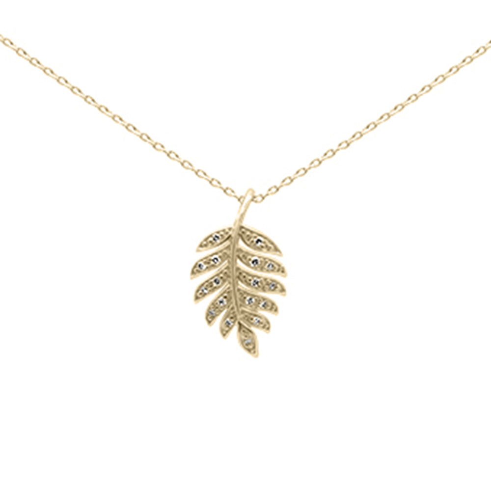 ''SPECIAL! .07ct G SI 14K Yellow Gold Diamond Leaf Design PENDANT Necklace''