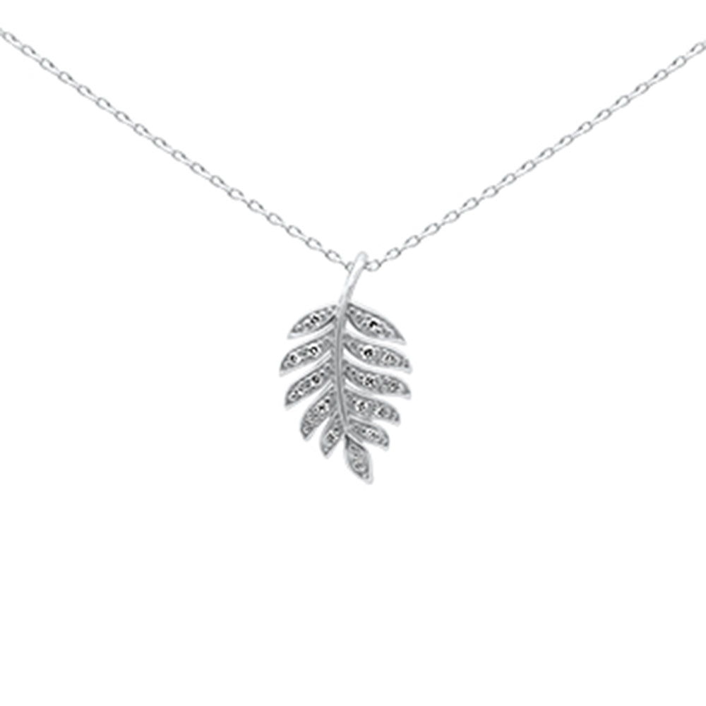 ''SPECIAL! .07ct G SI 14K White Gold Diamond Leaf Design Pendant NECKLACE''