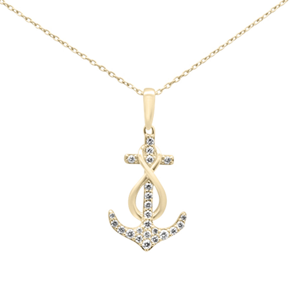 ''SPECIAL! .20ct G SI 14K Yellow Gold Diamond Anchor Infinity PENDANT Necklace''