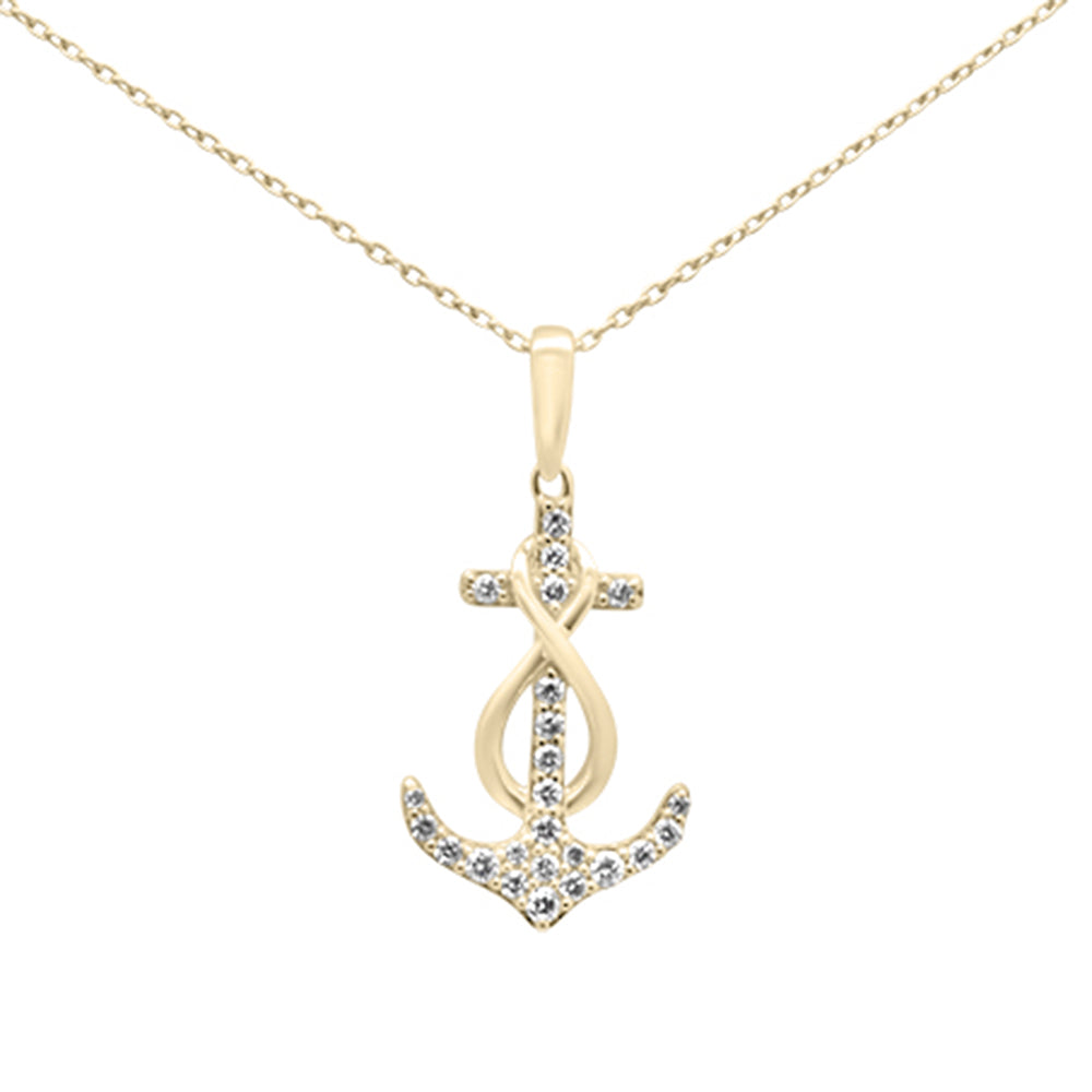 ''SPECIAL! .20ct G SI 14K Yellow GOLD Diamond Anchor Infinity Pendant Necklace''