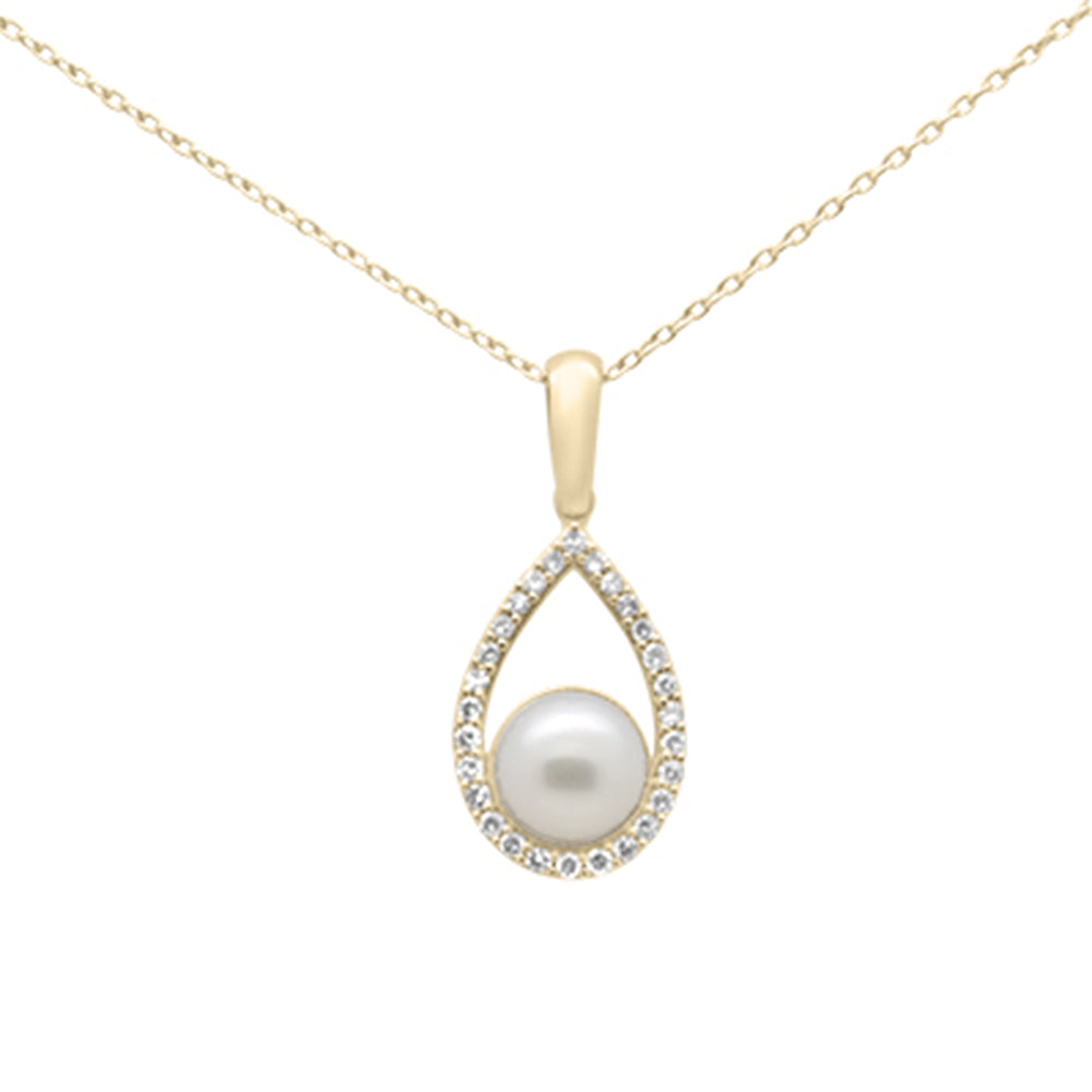 ''SPECIAL! .13ct G SI 14K Yellow Gold Diamond Pearl Pendant NECKLACE''