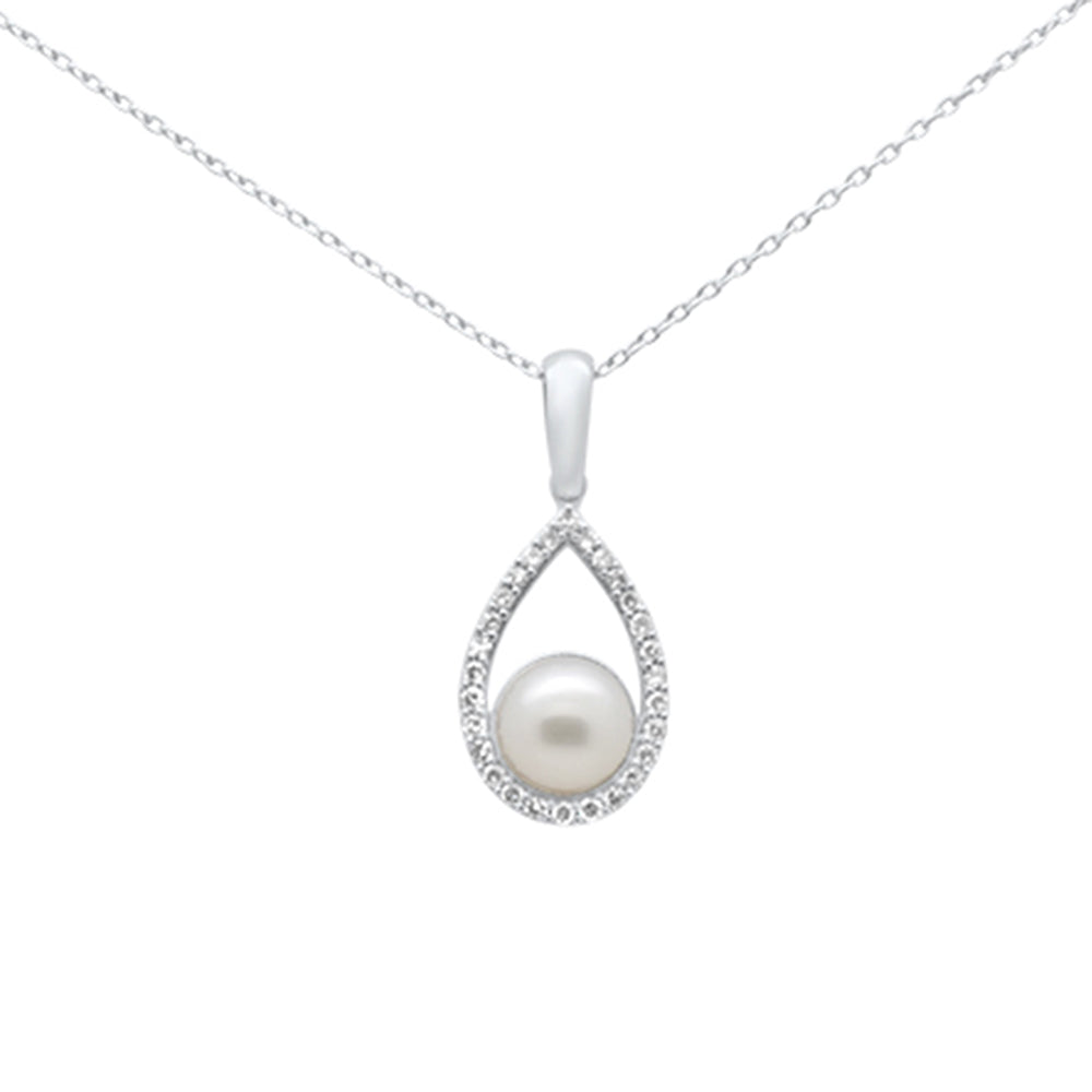 ''SPECIAL! .13ct G SI 14K White Gold Diamond Pearl Pendant NECKLACE''