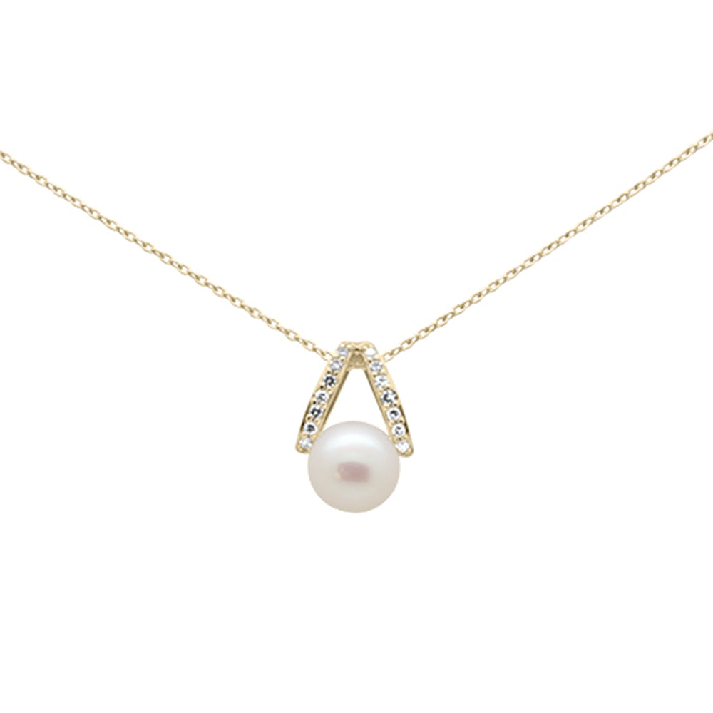 SPECIAL!  .08ct G SI 14K Yellow Gold DIAMOND Pearl Pendant Necklace