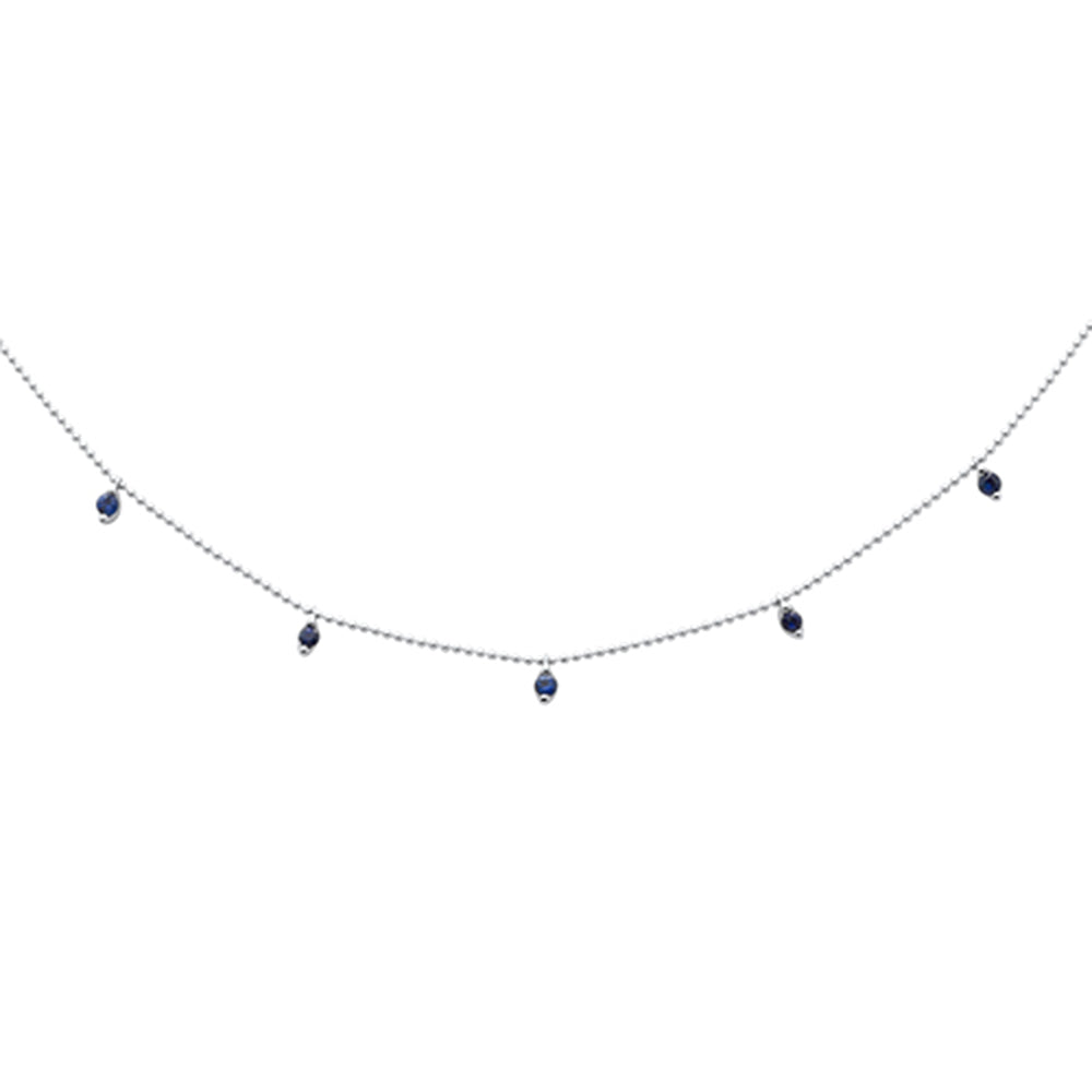 ''SPECIAL! .31ct G SI 14K White Gold Blue Sapphire BEAD Style Chain Pendant Necklace''