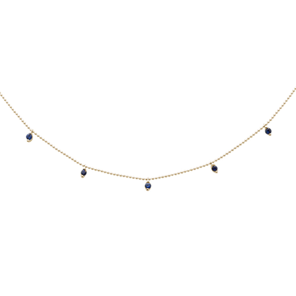 ''SPECIAL! .31ct G SI 14K Yellow Gold Blue Sapphire BEAD Style Chain Pendant Necklace''