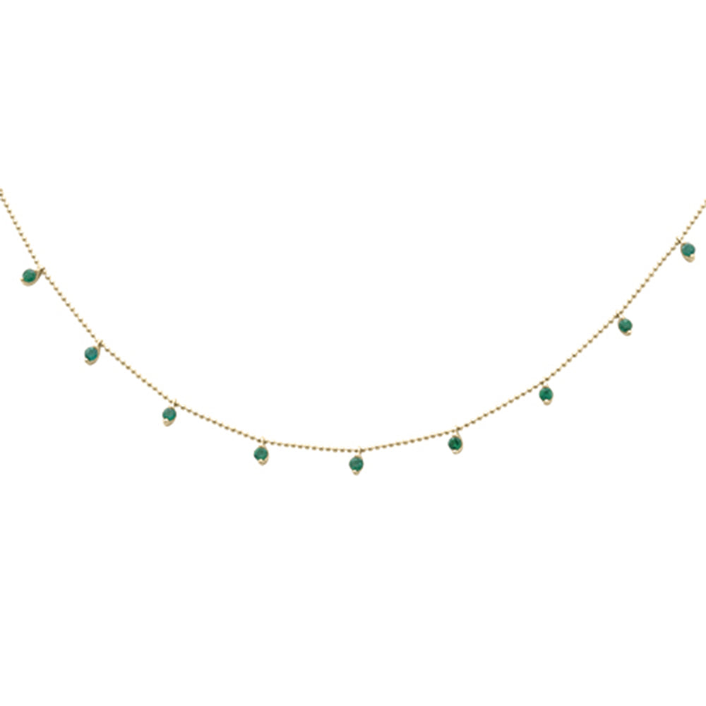 SPECIAL!  .80ct G SI 14K Yellow Gold Natural Emerald BEAD Style Chain Pendant Necklace