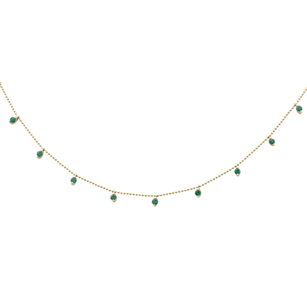 ''SPECIAL! .80ct G SI 14K Yellow Gold Diamond Natural Emerald BEAD Style Chain Pendant Necklace''