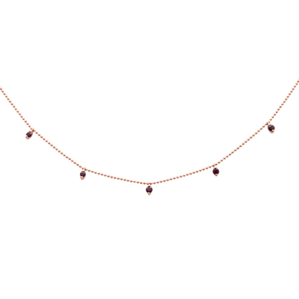 ''SPECIAL! .35ct G SI 14K Rose Gold DIAMOND Natural Ruby Bead Style Chain Pendant Necklace''