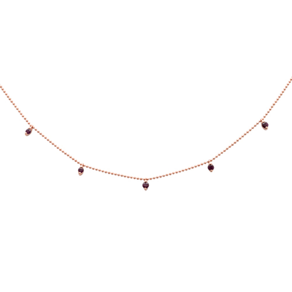 ''SPECIAL! .35ct G SI 14K Rose Gold Diamond Natural Ruby BEAD Style Chain Pendant Necklace''