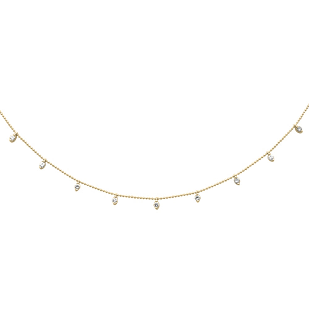 SPECIAL!  .84ct G SI 14K Yellow Gold Diamond Bead Style Chain Dia by The Yard PENDANT Necklace