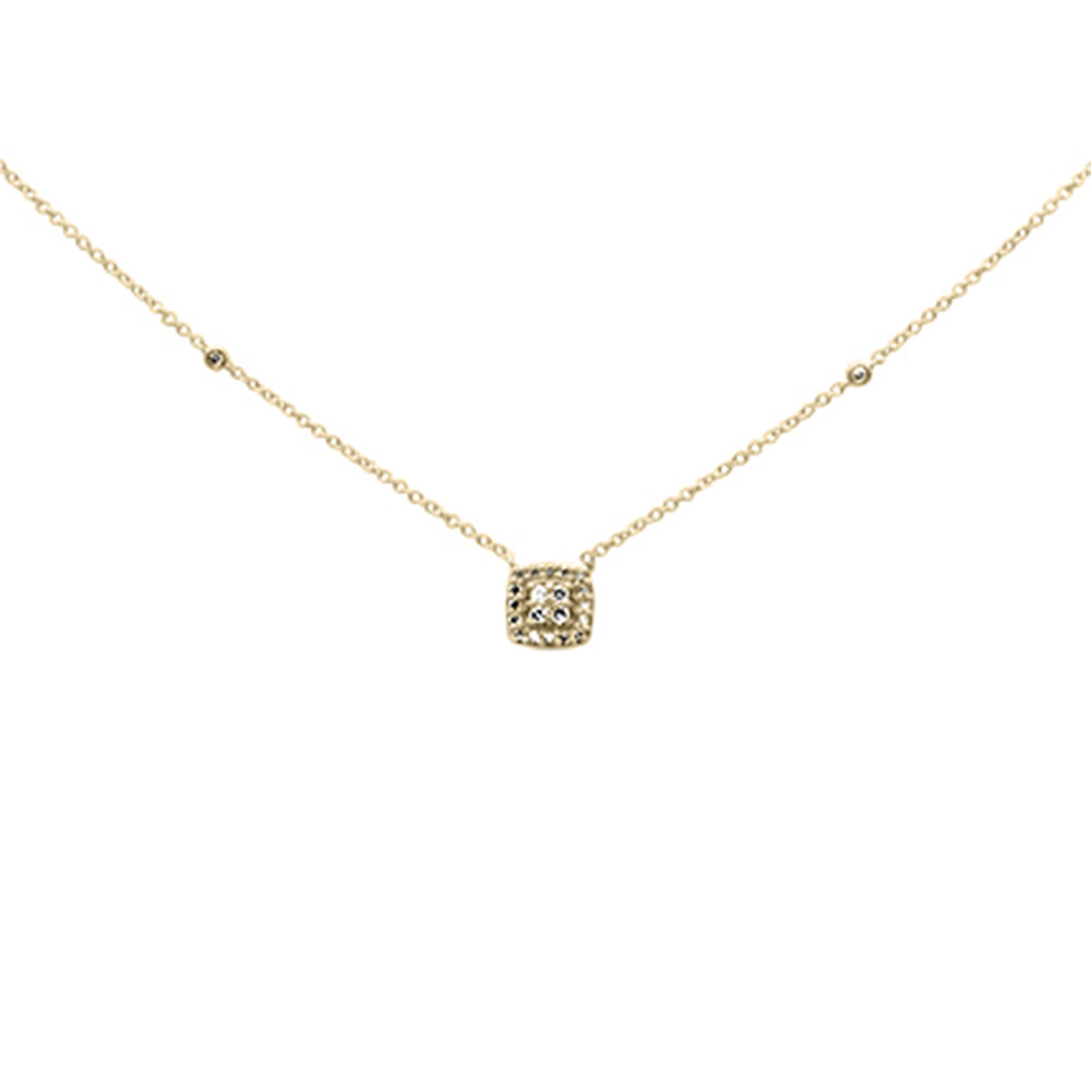 SPECIAL!  .16ct G SI 14K Yellow Gold Diamond Square Shaped PENDANT Necklace