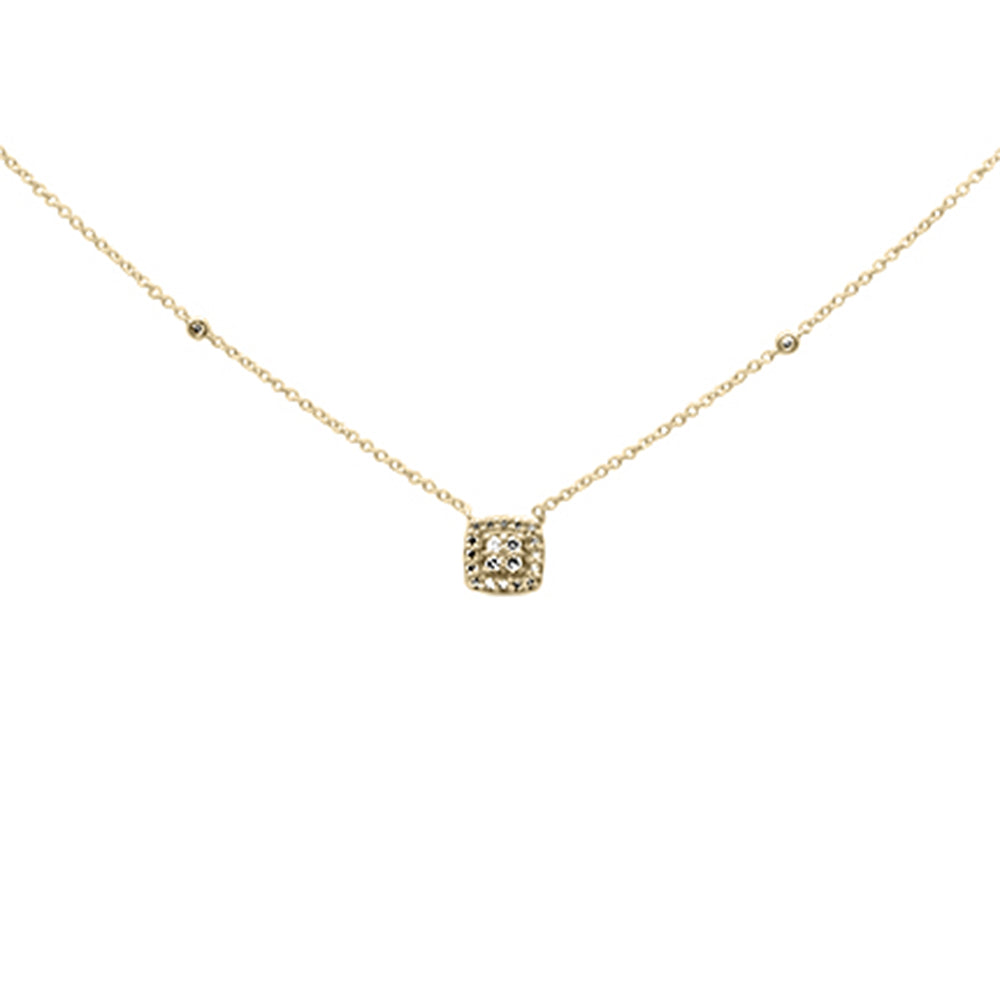 ''SPECIAL! .16ct G SI 14K Yellow Gold Diamond Square Shaped PENDANT Necklace''