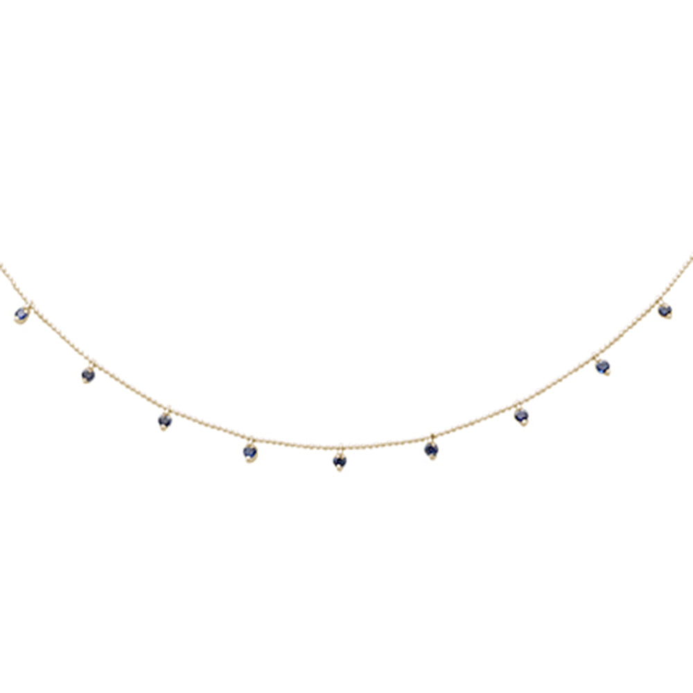 ''SPECIAL! 1.08ct G SI 14K Yellow Gold Blue Sapphire & Diamond BEAD Style Chain Pendant Necklace''