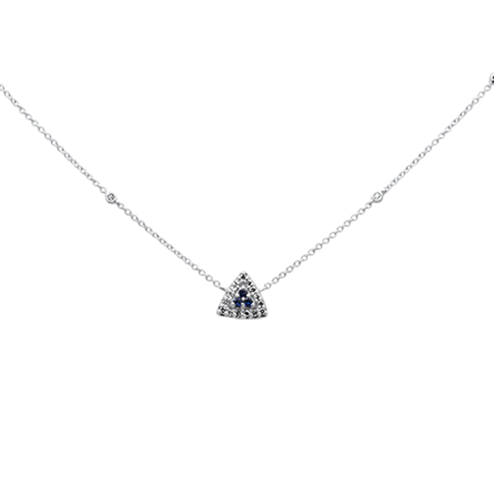 ''SPECIAL! .15ct G SI 14K White GOLD Diamond Blue Sapphire Pendant Necklace''